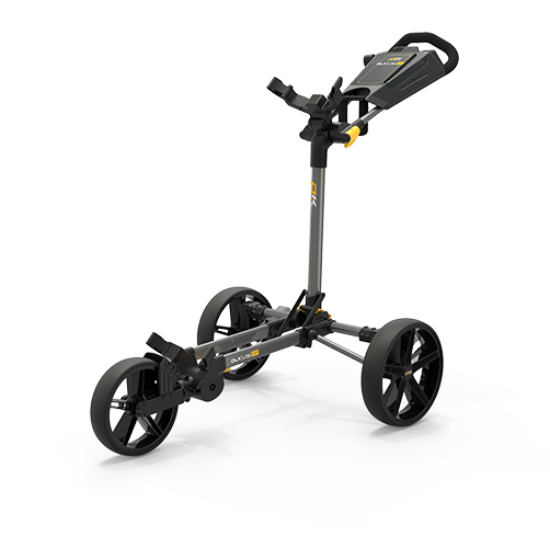 PowaKaddy Flatfold DLX Push Trolley Gun Metal/Yellow
