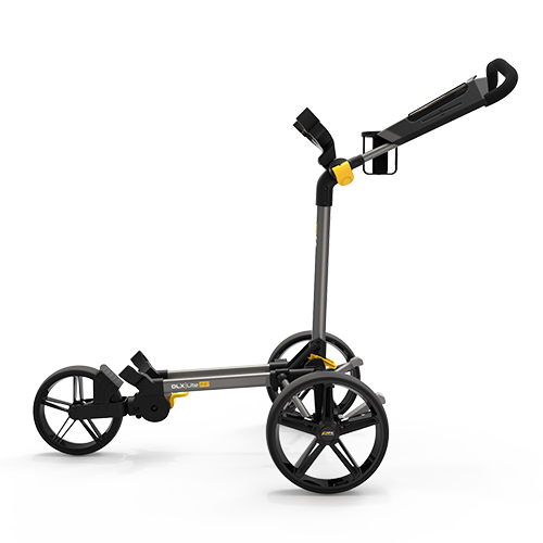 PowaKaddy Flatfold DLX Push Trolley Gun Metal/Yellow - Bild 2