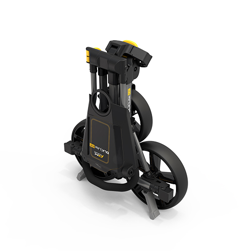 PowaKaddy Flatfold DLX Push Trolley Gun Metal/Yellow - Bild 4
